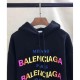 Replica Balenciaga Unisex Printed cotton-jersey hooded top Black #27820